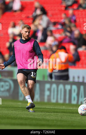 Stoke on Trent, Regno Unito. Il 30 marzo 2019. Sheffield Mercoledì defender Tom Lees (15) durante il cielo EFL scommessa match del campionato tra Stoke City e Sheffield Mercoledì presso il bet365 Stadium, Stoke-on-Trent, in Inghilterra il 30 marzo 2019. Foto di Jurek Biegus. Credit: UK Sports Pics Ltd/Alamy Live News Credit: UK Sports Pics Ltd/Alamy Live News Foto Stock