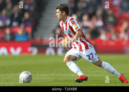 Stoke on Trent, Regno Unito. Il 30 marzo 2019. Stoke City avanti Bojan Krkic (27) durante il cielo EFL scommessa match del campionato tra Stoke City e Sheffield Mercoledì presso il bet365 Stadium, Stoke-on-Trent, in Inghilterra il 30 marzo 2019. Foto di Jurek Biegus. Credit: UK Sports Pics Ltd/Alamy Live News Credit: UK Sports Pics Ltd/Alamy Live News Foto Stock