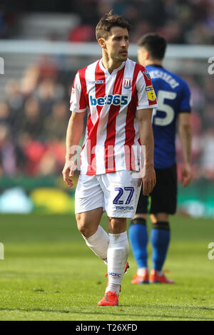 Stoke on Trent, Regno Unito. Il 30 marzo 2019. Stoke City avanti Bojan Krkic (27) durante il cielo EFL scommessa match del campionato tra Stoke City e Sheffield Mercoledì presso il bet365 Stadium, Stoke-on-Trent, in Inghilterra il 30 marzo 2019. Foto di Jurek Biegus. Credit: UK Sports Pics Ltd/Alamy Live News Foto Stock