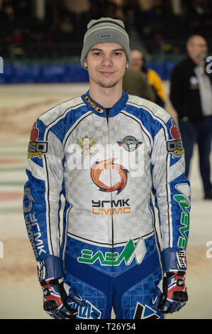 Thialf, Heerenveen, Paesi Bassi. Il 30 marzo 2019. Konstantin Kolenkin Russia durante la Roelof Thijs Bokaal alla pista di pattinaggio su ghiaccio Thialf, Heerenveen venerdì 29 marzo 2019. (Credit: Ian Charles | MI News) Credito: MI News & Sport /Alamy Live News Foto Stock