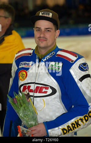 Thialf, Heerenveen, Paesi Bassi. Il 30 marzo 2019. Philip Lageder Austria durante la Roelof Thijs Bokaal alla pista di pattinaggio su ghiaccio Thialf, Heerenveen venerdì 29 marzo 2019. (Credit: Ian Charles | MI News) Credito: MI News & Sport /Alamy Live News Foto Stock