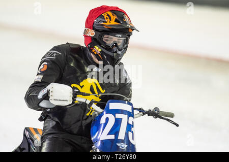 Thialf, Heerenveen, Paesi Bassi. Il 30 marzo 2019. Jimmy Tuinstra durante la Roelof Thijs Bokaal alla pista di pattinaggio su ghiaccio Thialf, Heerenveen venerdì 29 marzo 2019. (Credit: Ian Charles | MI News) Credito: MI News & Sport /Alamy Live News Foto Stock