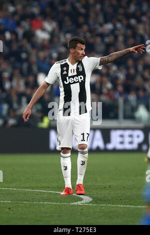 Torino, Italia. Il 30 marzo 2019. Mario Mandzukic della Juventus FC gesti durante la serie di una partita di calcio tra Juventus e Empoli Fc. Credito: Marco Canoniero/Alamy Live News Foto Stock