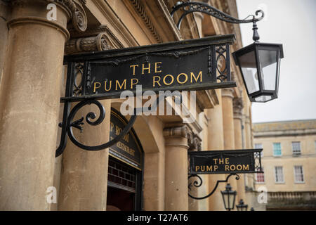 Bagno, Somerset, Regno Unito, 22 febbraio 2019, l'ingresso alla camera della pompa Foto Stock