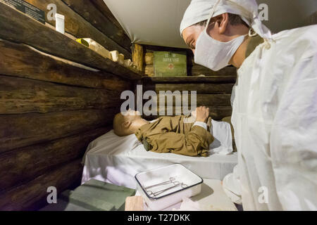 Ospedale da campo presentano alla Grande Guerra Patriottica Museum a Minsk, in Bielorussia. Foto Stock