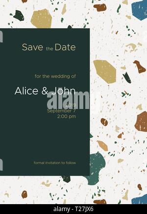 Salvare la data del modello di scheda con marmo Terrazzo Illustrazione Vettoriale
