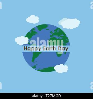 La giornata della terra illustrazione con la massa e il cloud al centro hanno marrone terra felice tipografia. felice giornata della terra, 22 aprile. La giornata della terra logo, illustra la terra Illustrazione Vettoriale