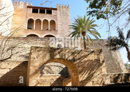 Palma Mallorca Almudaina kings palace lato giardino di ingresso Foto Stock