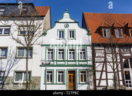 Casa bianca nella storica città di Lippstadt, Germania Foto Stock