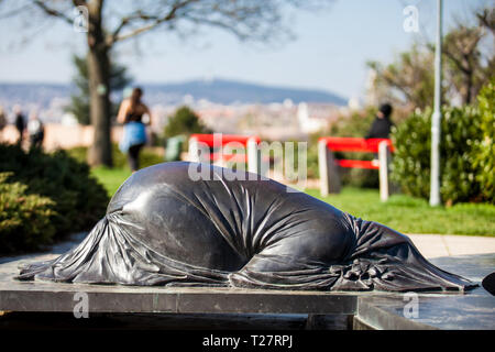 BUDAPEST, UNGHERIA - Aprile 2018: Abramo statua presso il giardino di filosofia situato in collina Gellert Budapest Foto Stock