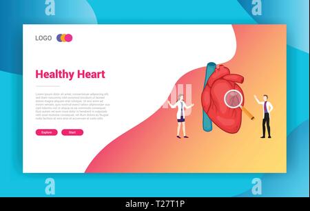 La salute del cuore di trattamento medico concept per il design del sito web landing page modello - vettore Illustrazione Vettoriale