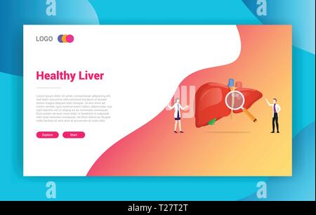 Fegato medico sanitario concetto di trattamento per il design del sito web landing page modello - vettore Illustrazione Vettoriale