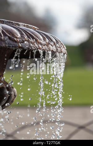 Traboccante di acqua da un laghetto di acqua in funzione del sole RHS Wisley Gardens, Surrey, Inghilterra Foto Stock