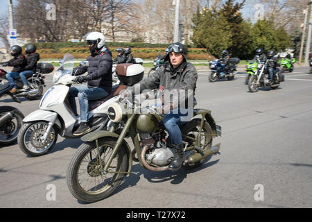 SOFIA, BULGARIA - 30 Marzo 2019: apertura ufficiale dell'estate stagione motociclistica a Sofia, Bulgaria. Foto Stock