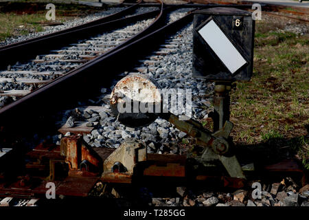 Binario con switchman Foto Stock