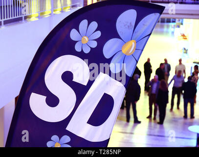 LINKÖPING 2017-02-02 i democratici svedesi" (SD) leader del partito Jimmie Åkesson visitato un membro incontro a Linköping. Foto Jeppe Gustafsso Foto Stock