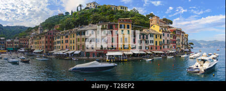 Vista del Portofino in Italia Foto Stock