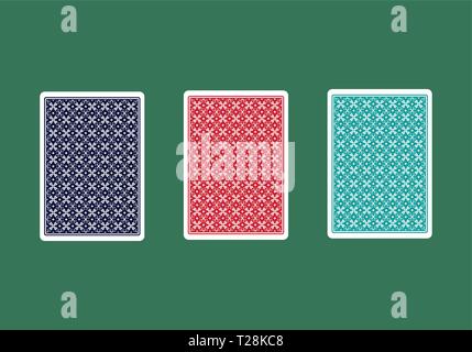 Retro della carta in tre diversi colori sul tappeto verde Illustrazione Vettoriale