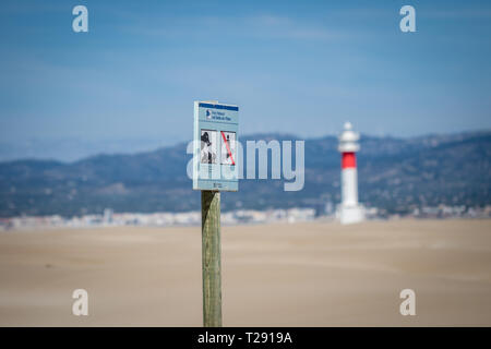 Delta de l'Ebre parco naturale, poster zona di allevamento in Fangar, Deltebre, Catalogna, Spagna Foto Stock