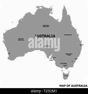 Mappa di Australia con bandiera. Infografico australiano. Foto Stock