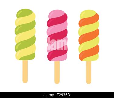 Set di gelati su un bastone Illustrazione Vettoriale