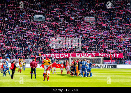 UTRECHT - Utrecht - Feyenoord , Calcetto , Stagione 2018/2019 , Eredivisie , Galgenwaard Stadium , 31-03-2019 , silent line-up Foto Stock