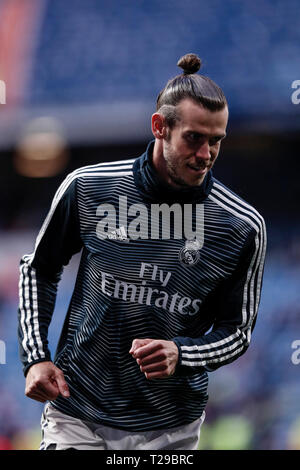 Madrid, Spagna. 31 Mar, 2019. La Liga Calcio, Real Madrid versus SD Huesca; Gareth Bale (Real Madrid) Pre-match warm-up Credit: Azione Plus sport/Alamy Live News Foto Stock