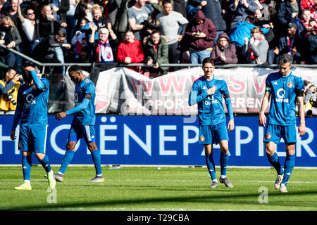 UTRECHT - Utrecht - Feyenoord , Calcetto , Stagione 2018/2019 , Eredivisie , Galgenwaard Stadium , 31-03-2019 , Feyenoord giocatori delusi Foto Stock