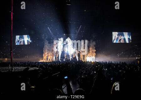 Barcellona, Spagna - 26 Maggio 2018: Shawn Mendes presenta 'Shawn Mendes Il Tour" con un concerto al Palau Sant Jordi. Foto Stock