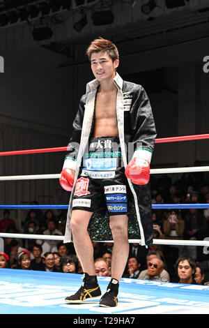 Tokyo, Giappone. 27 Mar, 2019. Hironori Mishiro (JPN) Boxe : Hironori Mishiro del Giappone prima dell'OPBF super piuma titolo bout a Korakuen Hall a Tokyo in Giappone . Credito: Hiroaki Yamaguchi/AFLO/Alamy Live News Foto Stock