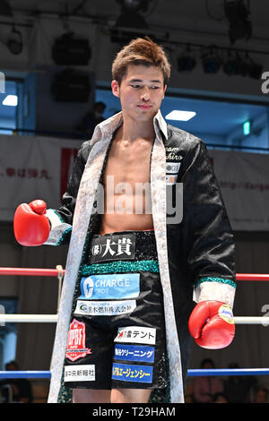 Tokyo, Giappone. 27 Mar, 2019. Hironori Mishiro (JPN) Boxe : Hironori Mishiro del Giappone prima dell'OPBF super piuma titolo bout a Korakuen Hall a Tokyo in Giappone . Credito: Hiroaki Yamaguchi/AFLO/Alamy Live News Foto Stock