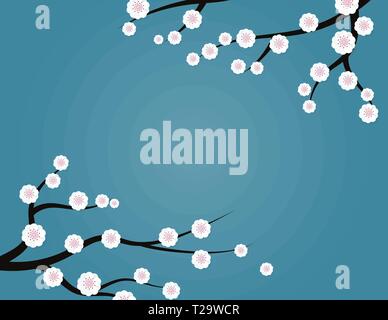 Creative illustrazione vettoriale prugna Fiore con rami sullo sfondo. Per la progettazione del modello di business, sfondo, poster, banner web, flyer, brochure, c Illustrazione Vettoriale