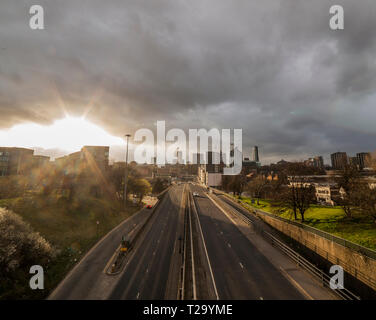 Lo skyline di Leeds, West Yorkshire Foto Stock