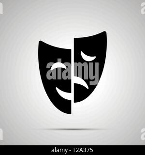 Felice e triste dramma silhouette maschera, icona semplice Illustrazione Vettoriale