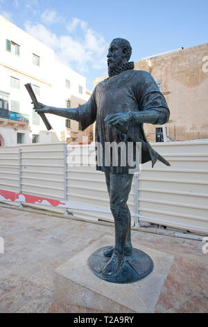 Statua di Jean Parisot de Valette scultura Foto Stock