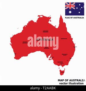 Mappa di Australia con bandiera. Infografico australiano. Illustrazione Vettoriale