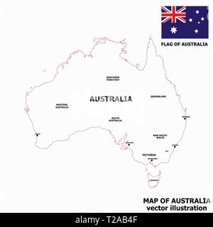 Mappa di Australia con bandiera. Infografico australiano. Illustrazione Vettoriale