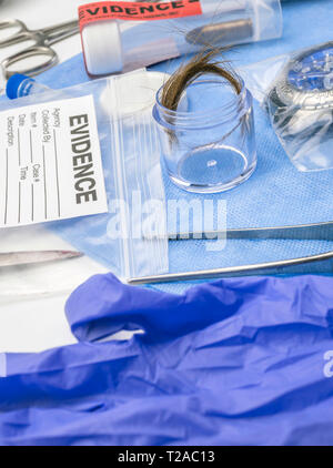 Laboratorio Criminalistic, analisi del capello, immagine concettuale Foto Stock