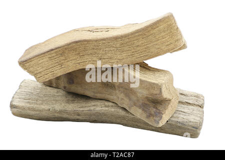 Close-up di tre piccoli pezzi di legno Foto Stock