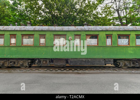 Personal verde vagone del treno del dittatore Joseph Stalin nella sua città natale Gori, Georgia Foto Stock