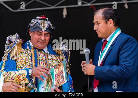 Di Negritos Huanuco,peruviano tradizionale danza andina, Huanuco regione,Perù.America del Sud. Foto Stock