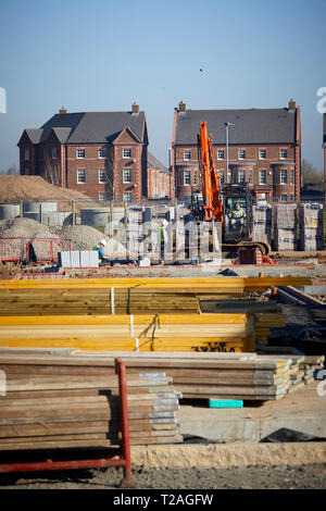 Barratt Manchester lanciare il loro re trimestre e Salvatori luogo sviluppi Stretton, Warrigton. Nella foto il sito prendendo forma Foto Stock