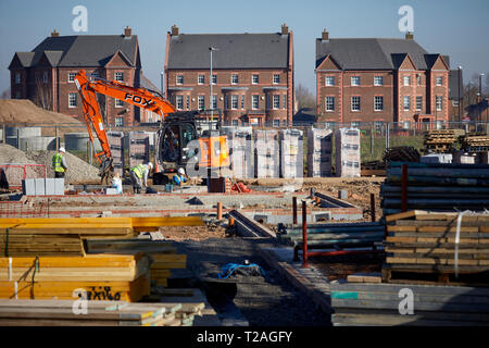 Barratt Manchester lanciare il loro re trimestre e Salvatori luogo sviluppi Stretton, Warrigton. Nella foto il sito prendendo forma Foto Stock