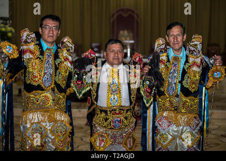 Di Negritos Huanuco,peruviano tradizionale danza andina, Huanuco regione,Perù.America del Sud. Foto Stock