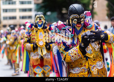 Di Negritos Huanuco,peruviano tradizionale danza andina, Huanuco regione,Perù.America del Sud. Foto Stock