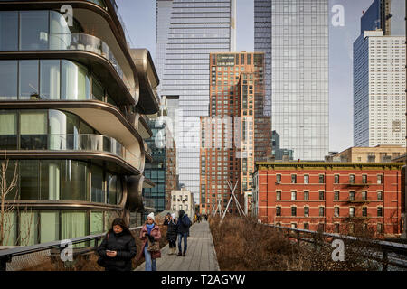 Zaha Hadid Design Boutique moderno condominio di appartamenti sulla linea alta in Chelsea Manhattan New York Foto Stock