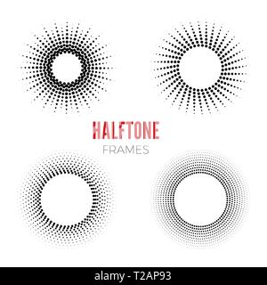 Set di round frame di mezzitoni. Vettore astratto gli elementi di design Illustrazione Vettoriale