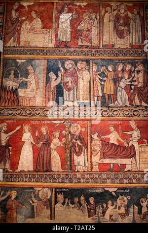 Gothic arte medievale del Museo Nazionale d'Arte della Catalogna.Secondo master di Bierge, scene della vita di San Nicola (alla fine del XIII secolo) Foto Stock