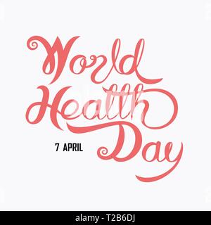 Giornata mondiale della salute tipografici ed elementi di design. Giornata mondiale della salute lettering icon.Giornata Mondiale della Salute logotipo simbolo.Design per biglietto di auguri,Poster,Flyer Illustrazione Vettoriale