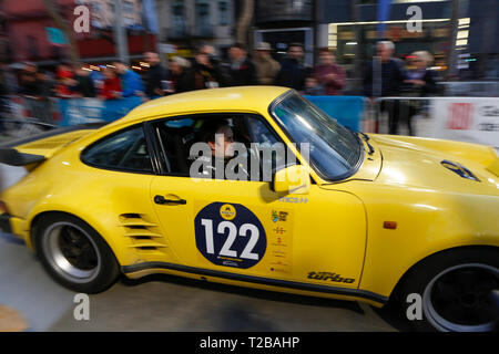 Inizio della sessantasettesima edizione di Moritz Historic Rally Costa Brava Girona, Spagna su 15.03.2019 Foto Stock